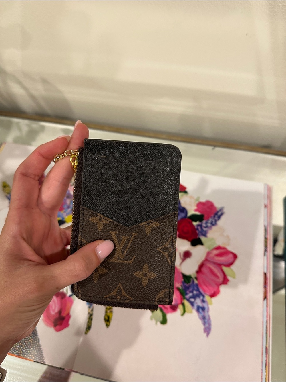 Louis Vuitton Brown Monogram Key Pouch with Gold Chain - Picture 2 of 4